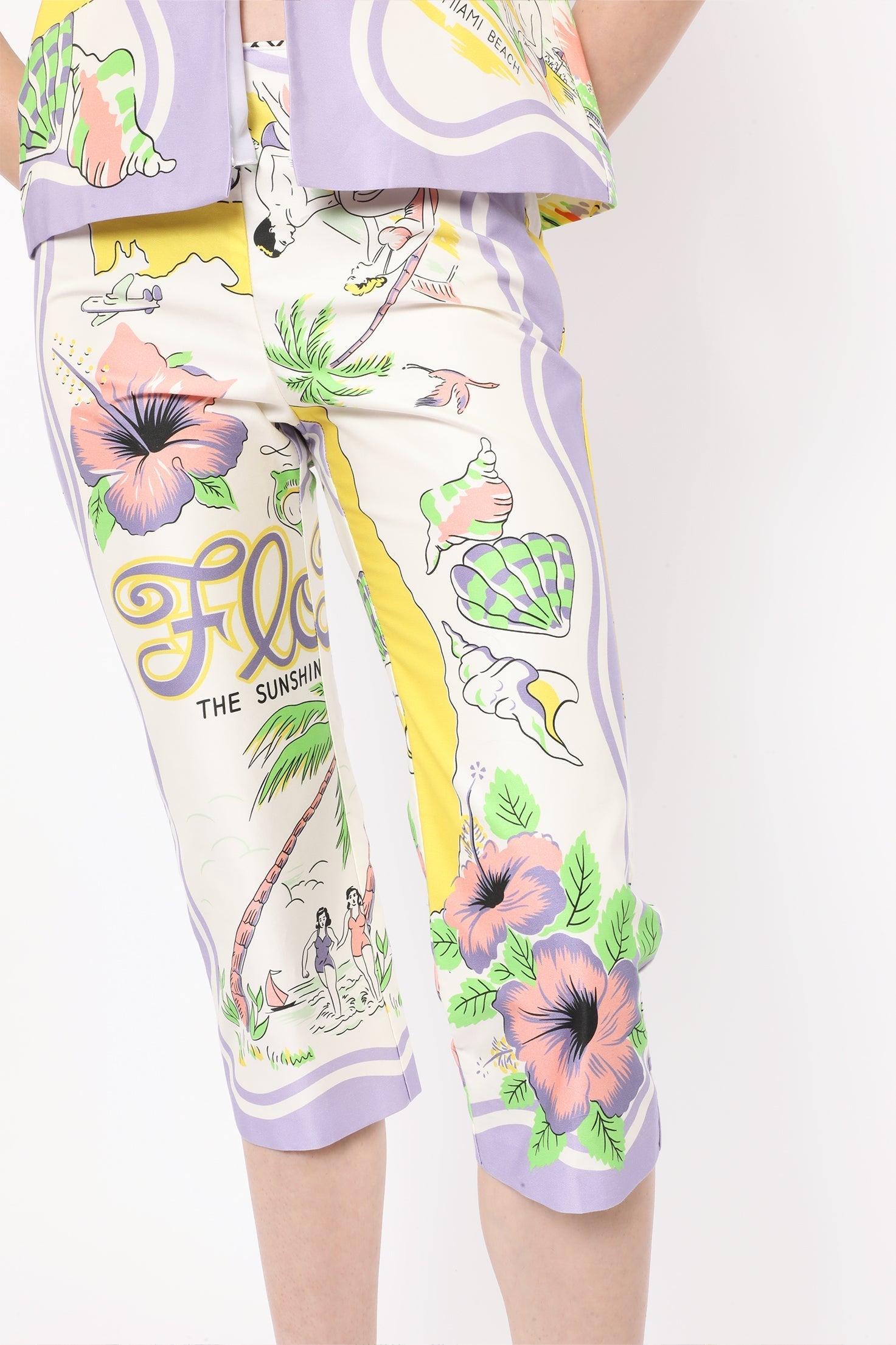 Anna Sui Florida Cotton Sateen Capri Pants