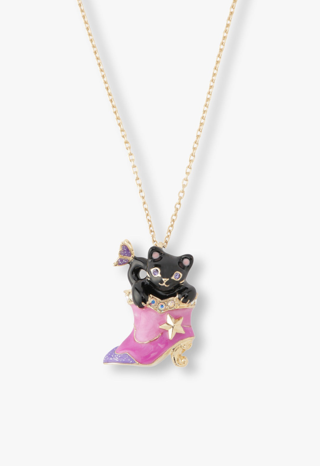 Anna Sui Mystical Cat & Butterfly Boot Necklace
