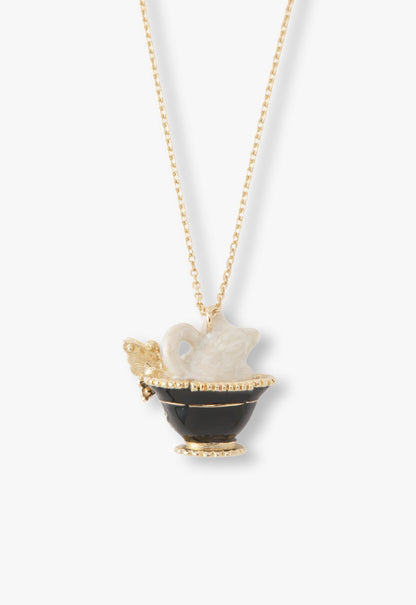 Anna Sui Jeweled Cat & Butterfly Chalice Necklace