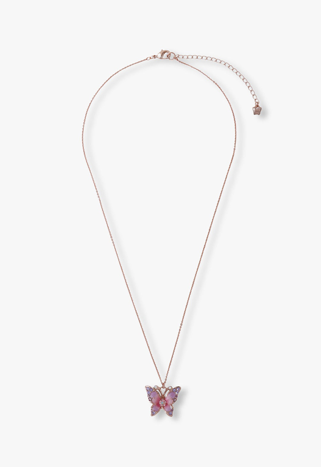 Anna Sui Pink & Lavender Butterfly Glow Necklace - Rose Gold