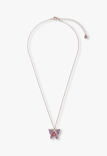 Anna Sui Pink & Lavender Butterfly Glow Necklace - Rose Gold