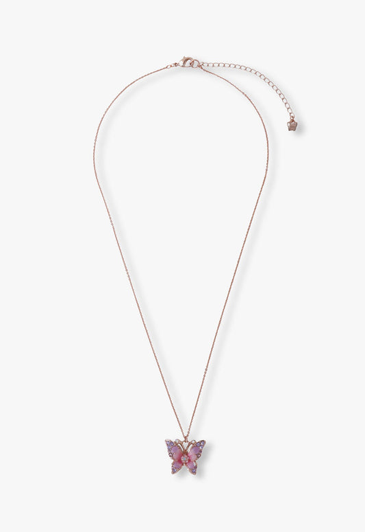 Anna Sui Pink & Lavender Butterfly Glow Necklace - Rose Gold