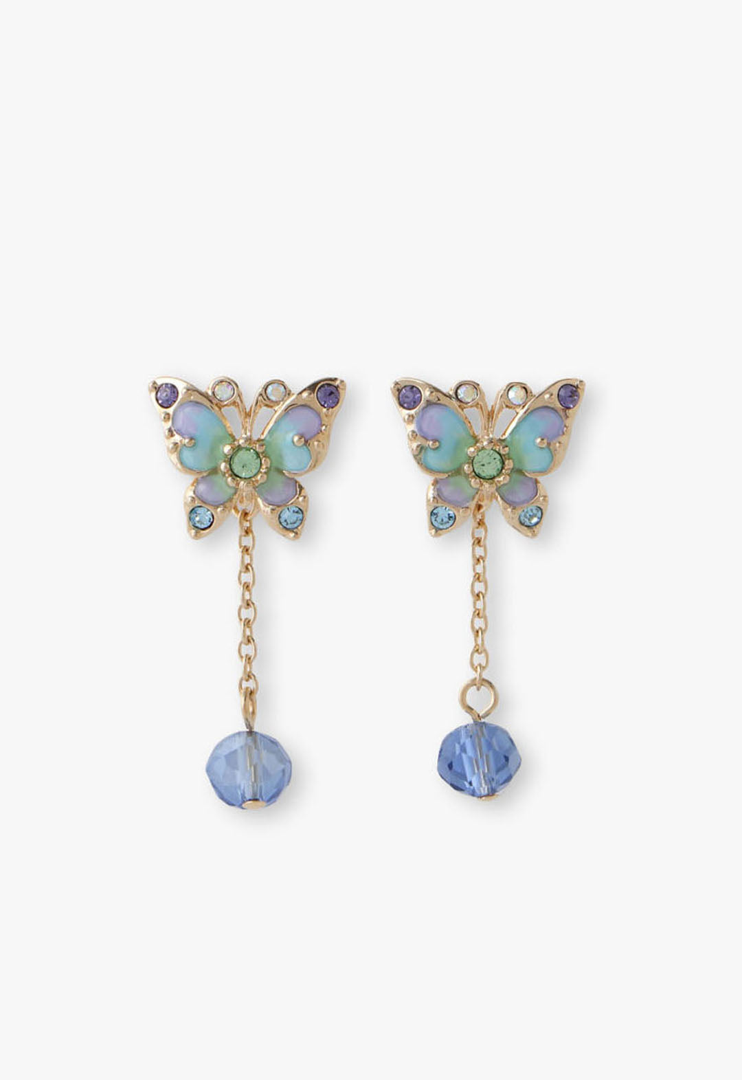 Anna Sui Aqua & Lavender Butterfly Earrings