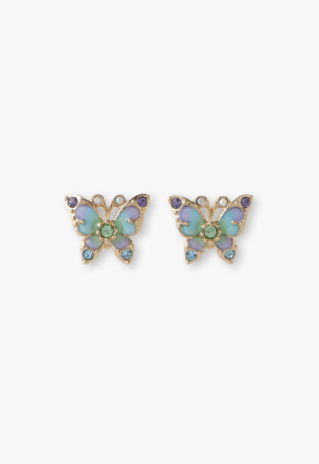 Anna Sui Aqua & Lavender Butterfly Earrings