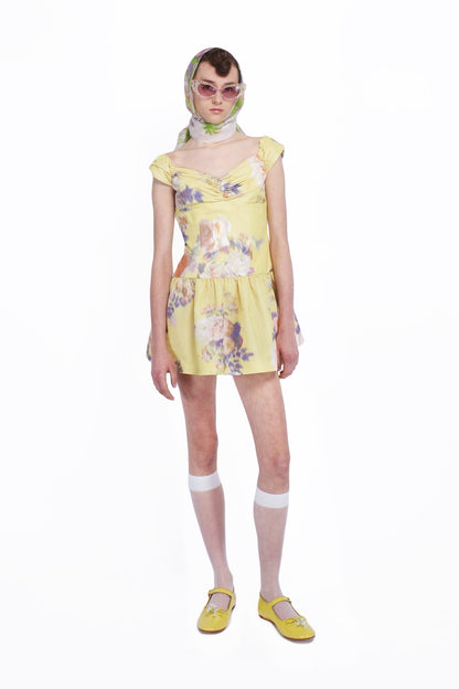 Anna Sui Cabbage Rose Taffeta Sweetheart Dress