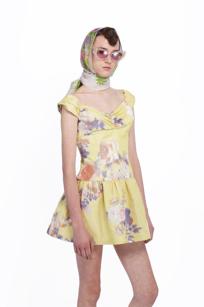 Anna Sui Cabbage Rose Taffeta Sweetheart Dress
