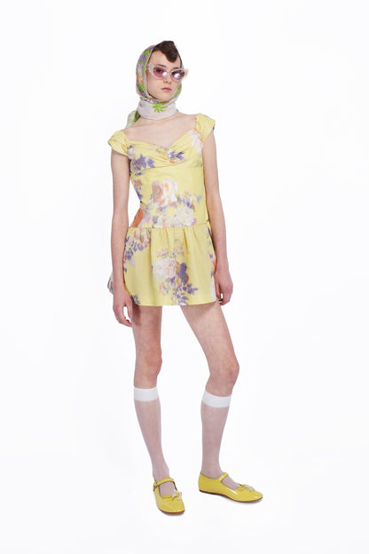 Anna Sui Cabbage Rose Taffeta Sweetheart Dress