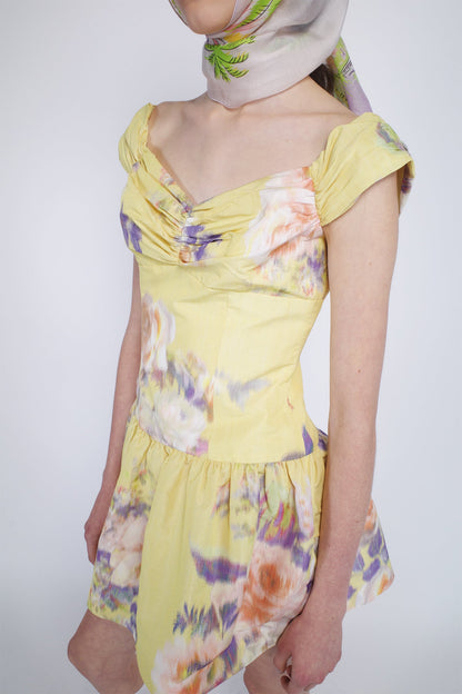 Anna Sui Cabbage Rose Taffeta Sweetheart Dress