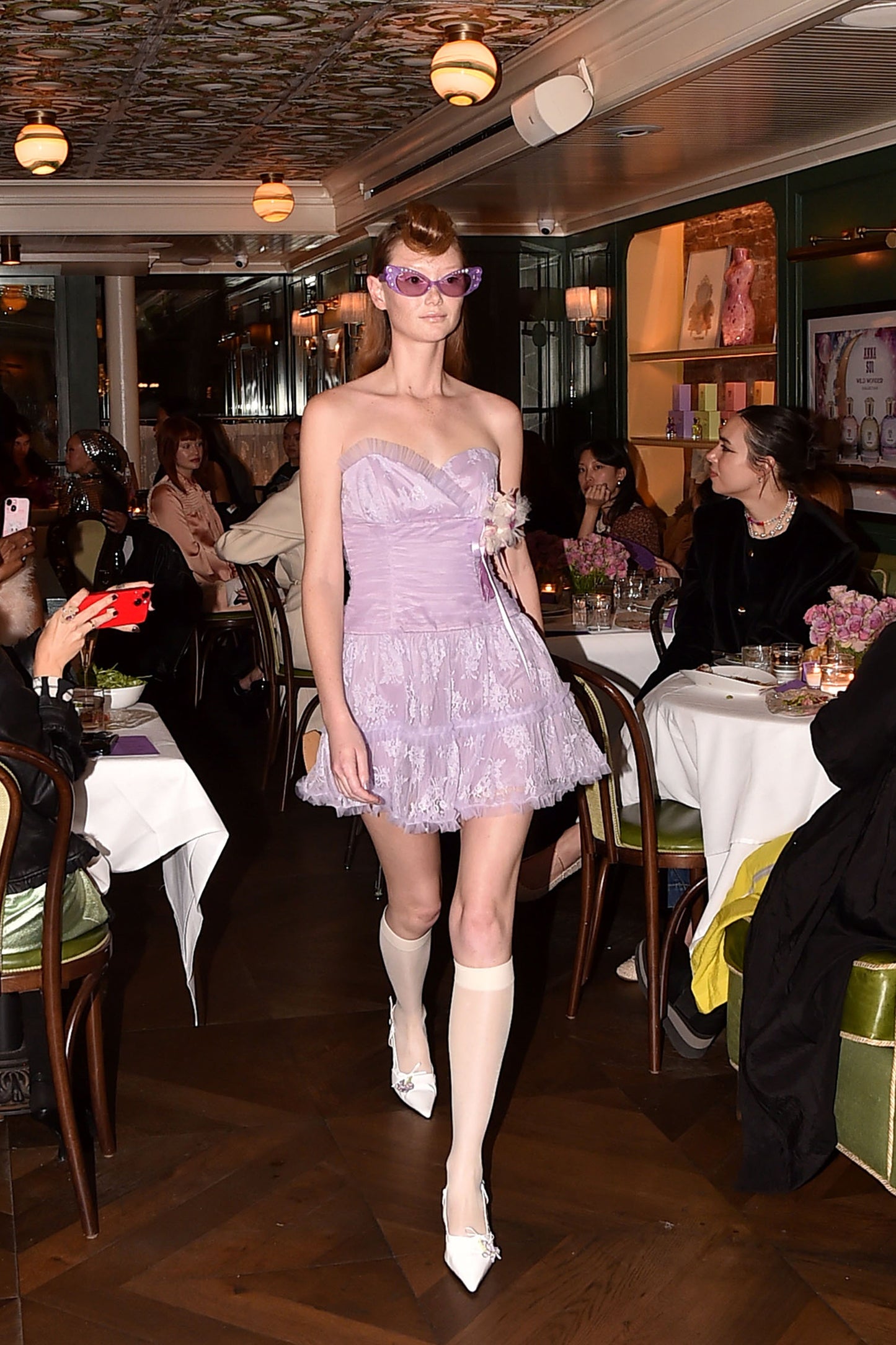 Anna Sui Party Girl Strapless Tulle and Lace Dress