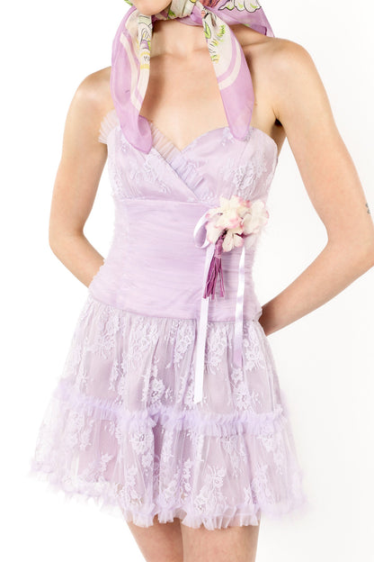 Anna Sui Party Girl Strapless Tulle and Lace Dress