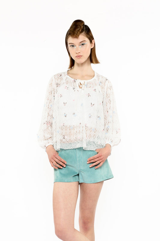 Anna Sui Embroidered Lacey Trellis Blouse