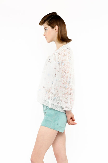 Anna Sui Embroidered Lacey Trellis Blouse