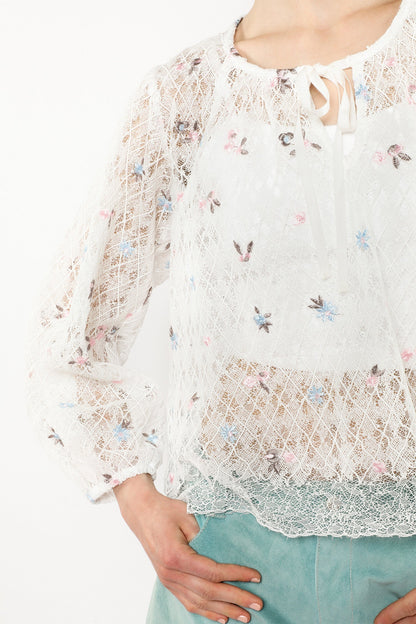 Anna Sui Embroidered Lacey Trellis Blouse
