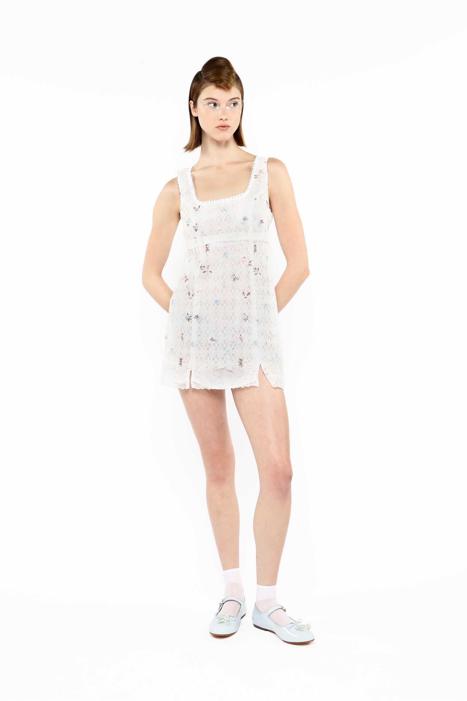 Anna Sui Embroidered Lacey Trellis Mini Dress
