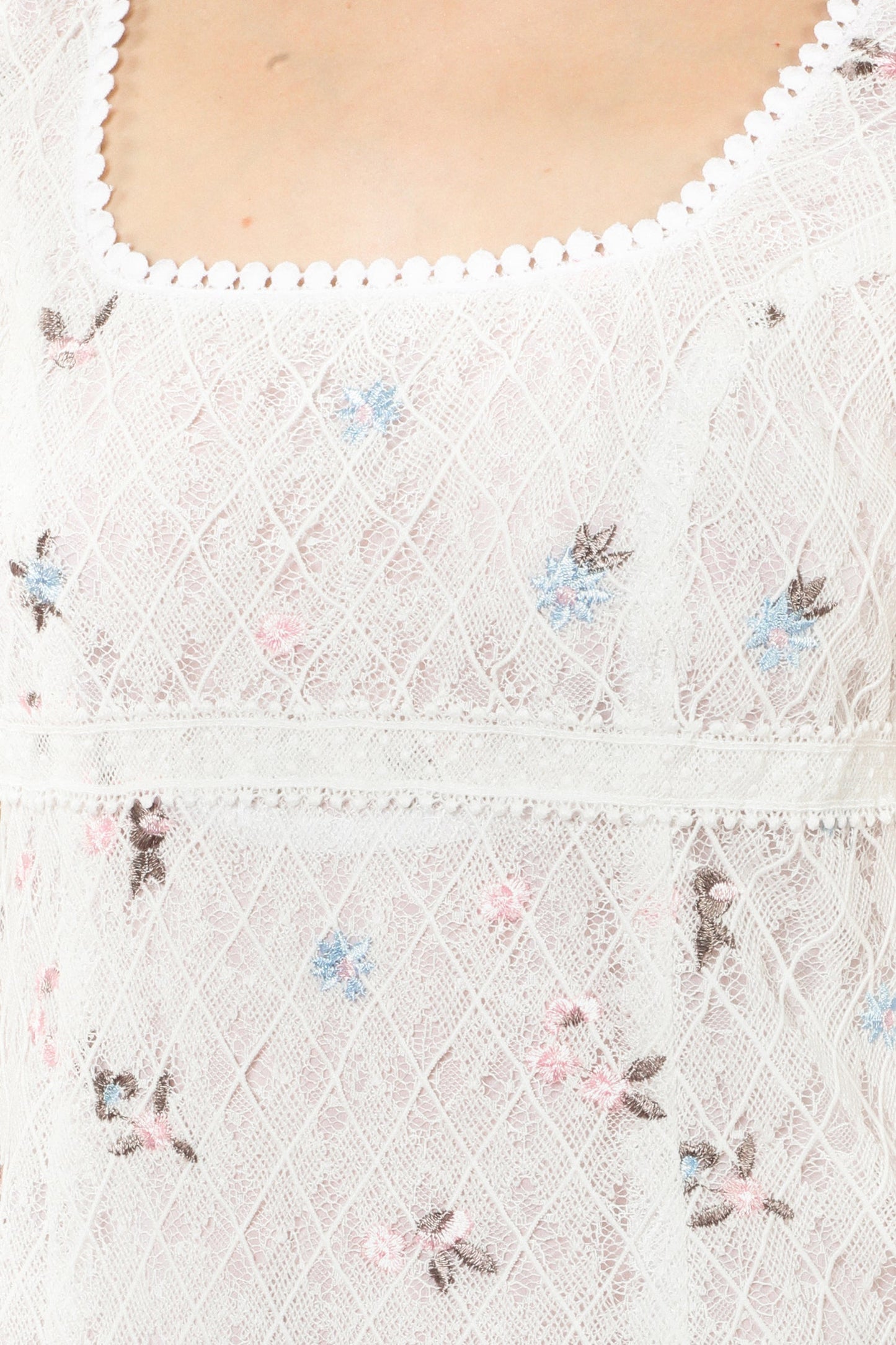 Anna Sui Embroidered Lacey Trellis Mini Dress
