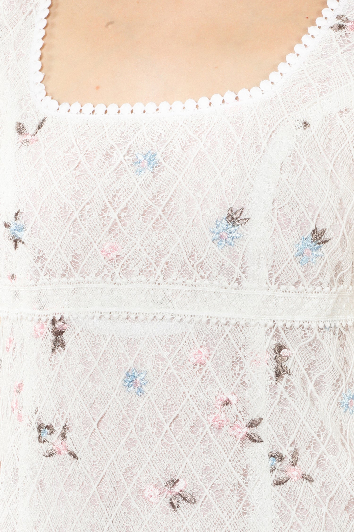 Anna Sui Embroidered Lacey Trellis Mini Dress