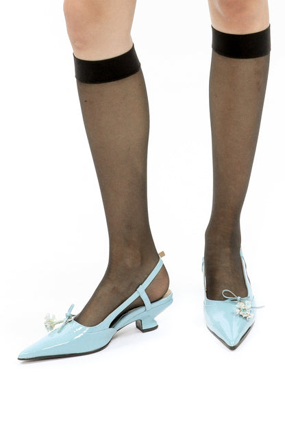 Anna Sui John Fluevog x Anna Sui Slingback Heels - Blue