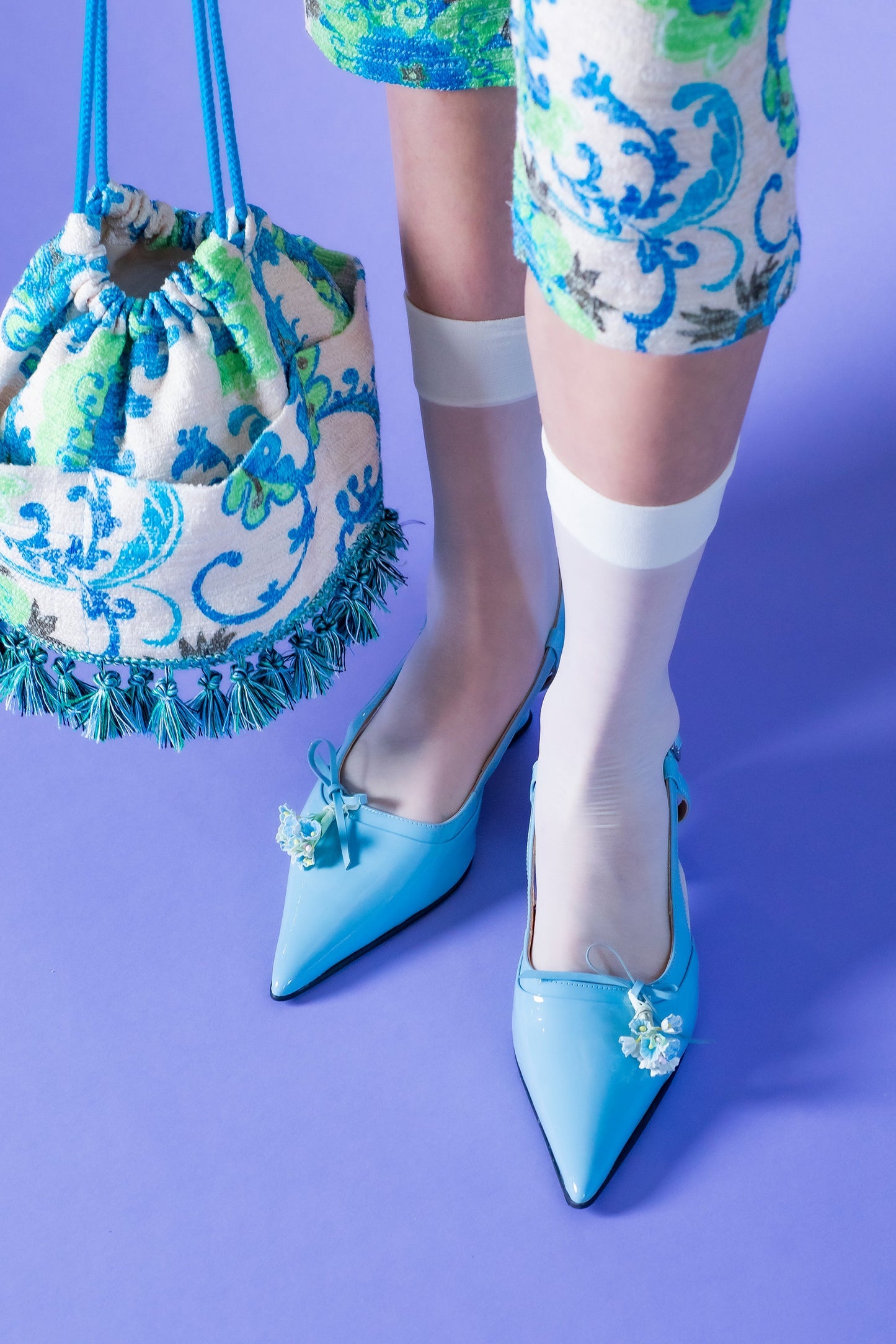 Anna Sui John Fluevog x Anna Sui Slingback Heels - Blue