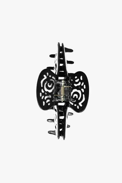 Anna Sui Vintage White & Black Two-Tone Open Scroll Jaw Clip