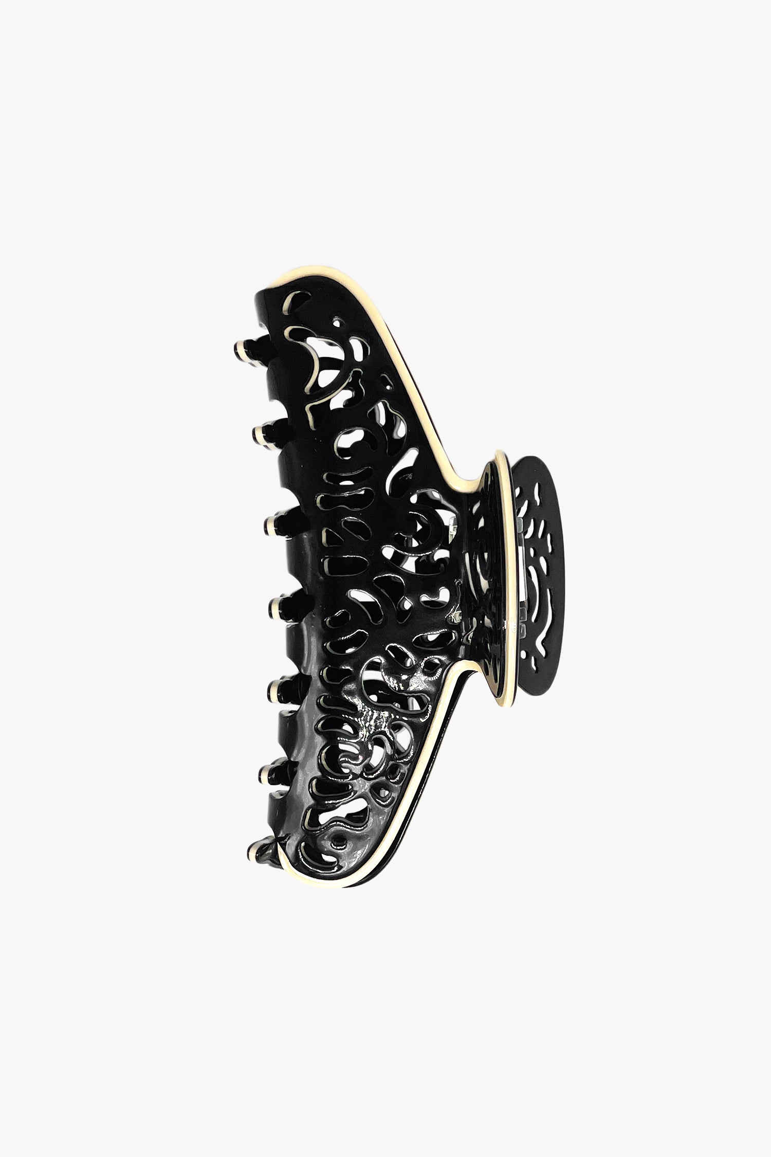Anna Sui Vintage Black & White Two-Tone Open Scroll Jaw Clip
