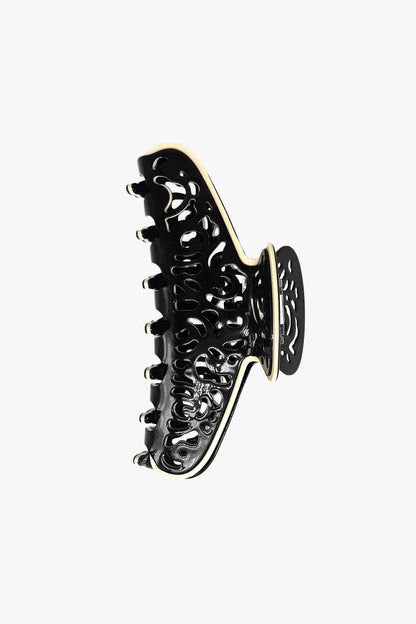 Anna Sui Vintage Black & White Two-Tone Open Scroll Jaw Clip