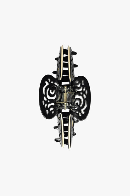 Anna Sui Vintage Black & White Two-Tone Open Scroll Jaw Clip