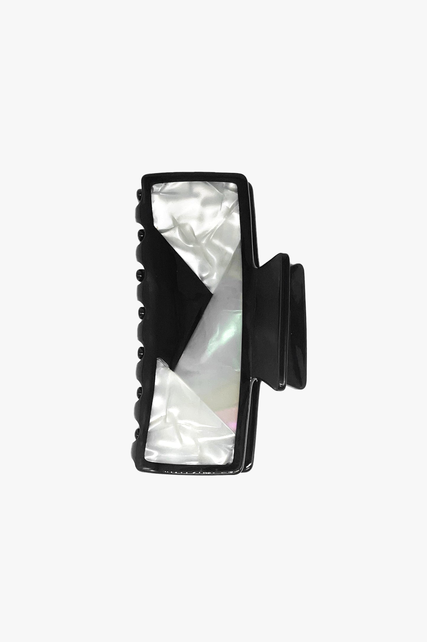 Anna Sui Art Deco Mother of Pearl & Black Rectangle Jaw Clip