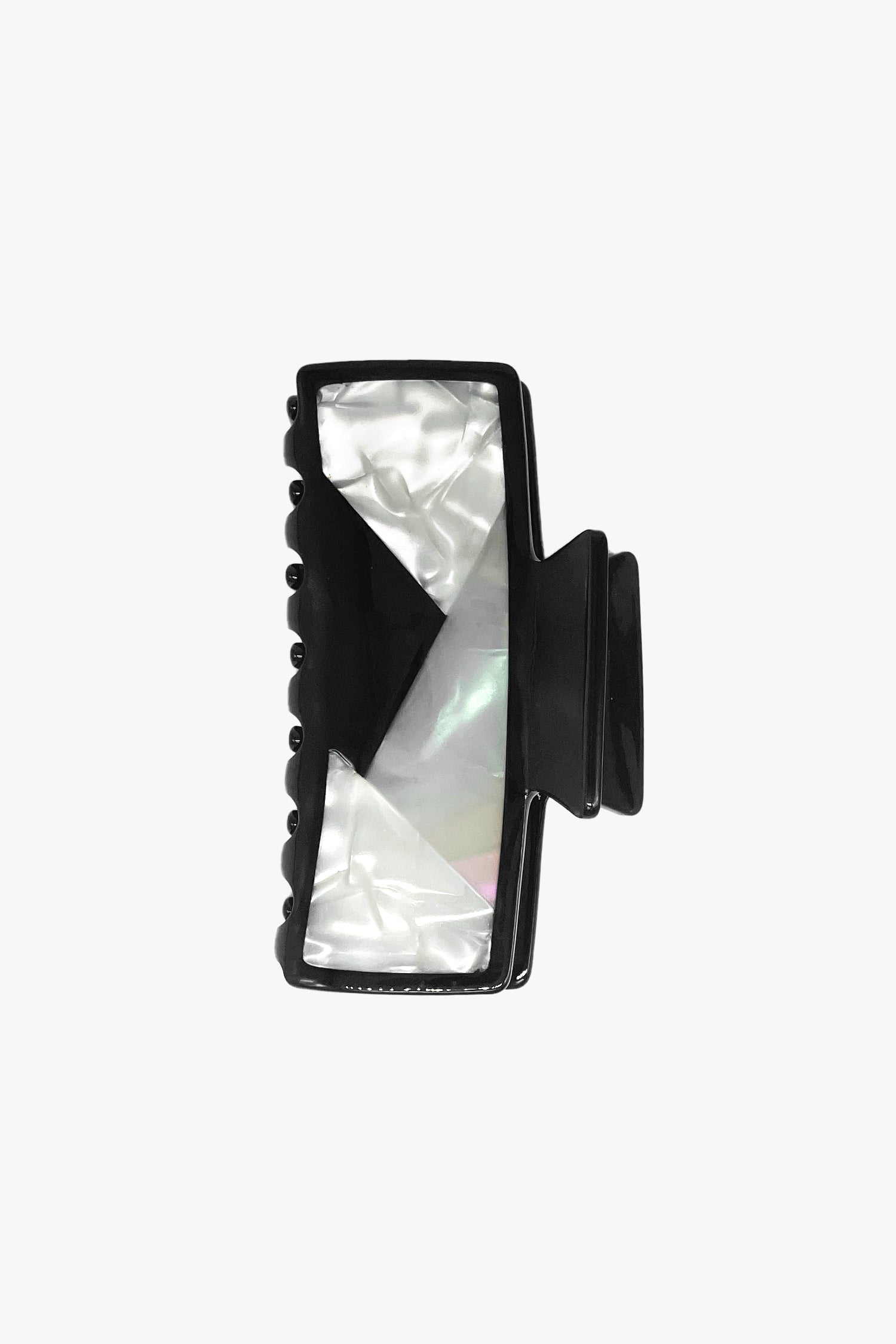 Anna Sui Art Deco Mother of Pearl & Black Rectangle Jaw Clip