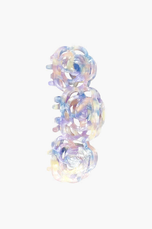 Anna Sui Triple Open Flower Rose Jaw Clip - Blue Lavender