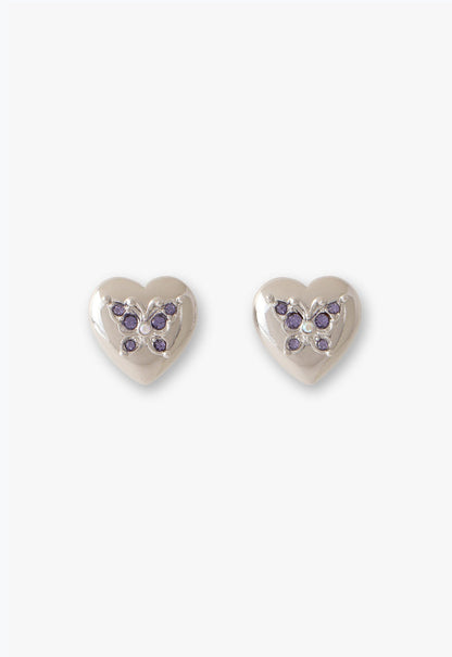 Anna Sui Butterfly Heart Stud Earrings