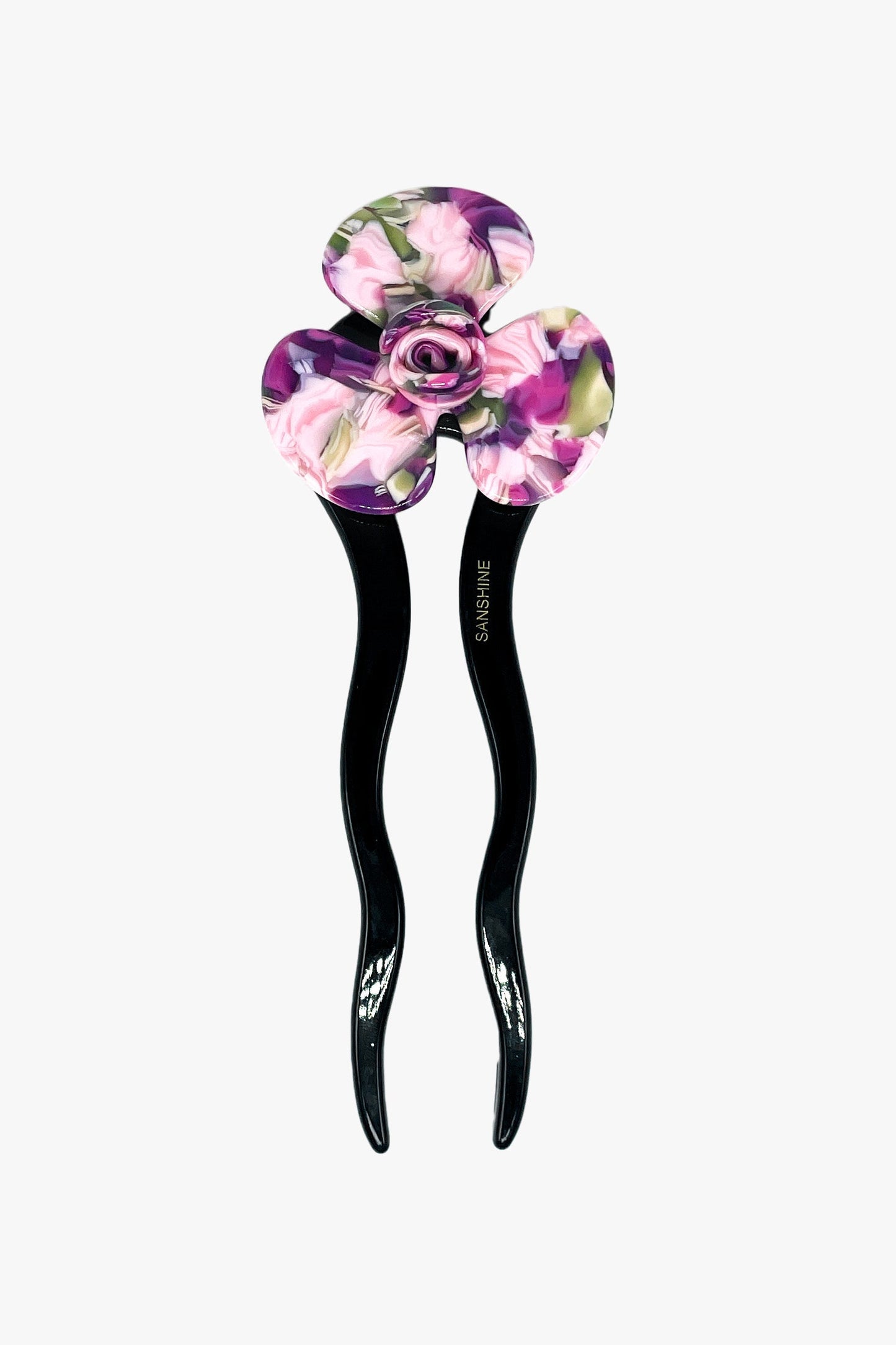 Anna Sui Spring Flower Chignon Hair Pin- Green & Purple