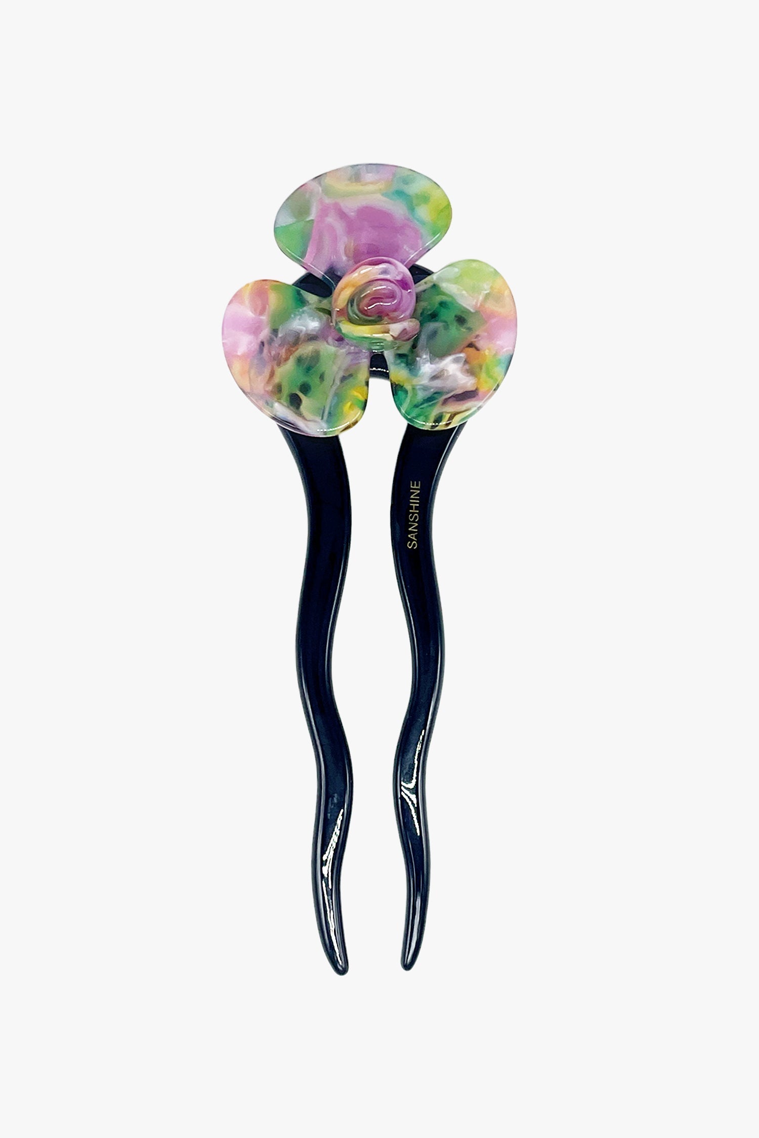 Anna Sui Spring Flower Chignon Hair Pin- Muted Green & Purple