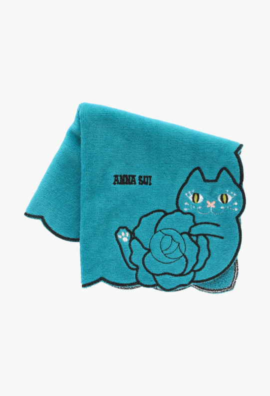 Anna Sui Cat Embroidery Rose Washcloth