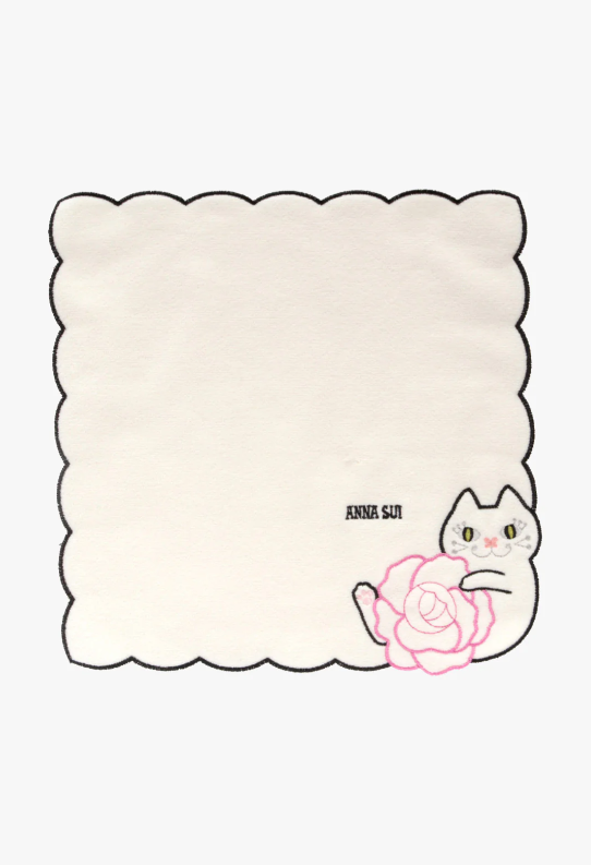 Anna Sui Cat Embroidery Rose Washcloth