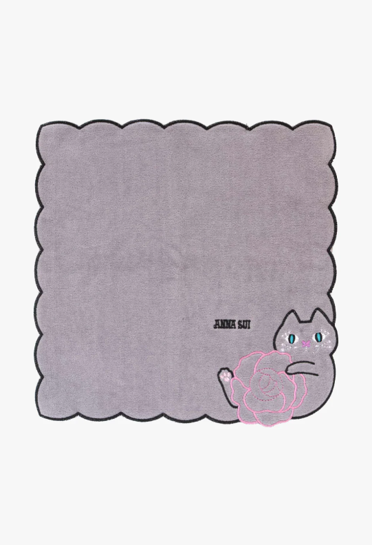 Anna Sui Cat Embroidery Rose Washcloth