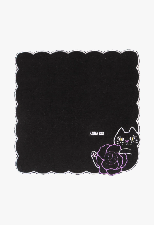 Anna Sui Cat Embroidery Rose Washcloth
