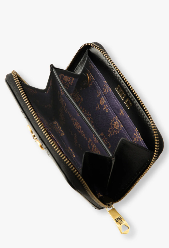 Anna Sui Victorian Quilted Small Wallet - Black