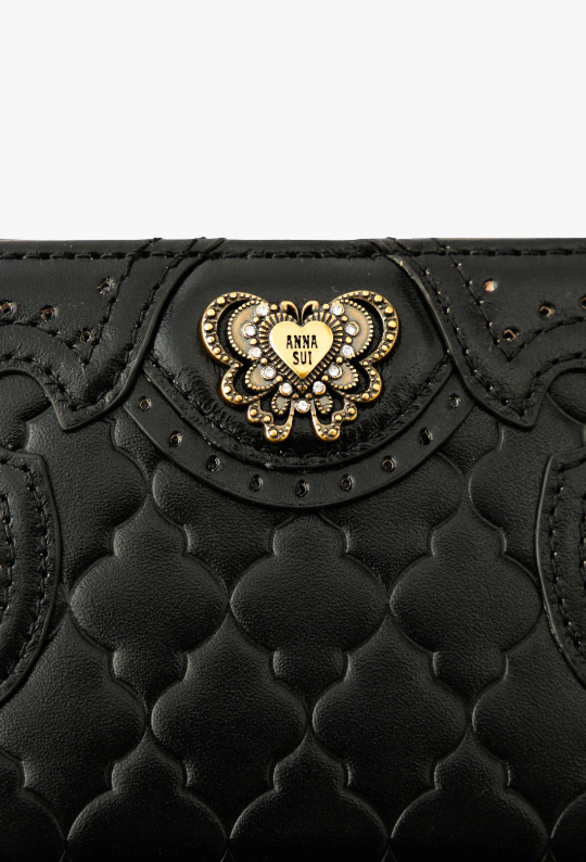 Anna Sui Victorian Quilted Small Wallet - Black