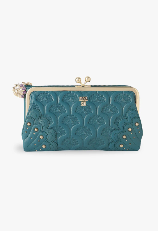 Anna Sui Peacock Embossed Wallet - Turquoise
