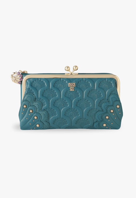 Anna Sui Peacock Embossed Wallet - Turquoise