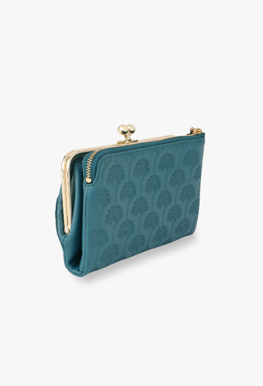 Anna Sui Peacock Embossed Wallet - Turquoise