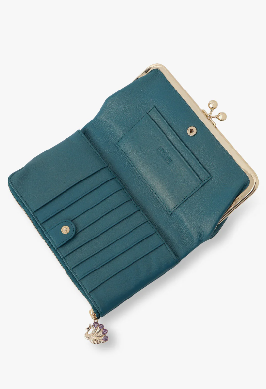 Anna Sui Peacock Embossed Wallet - Turquoise