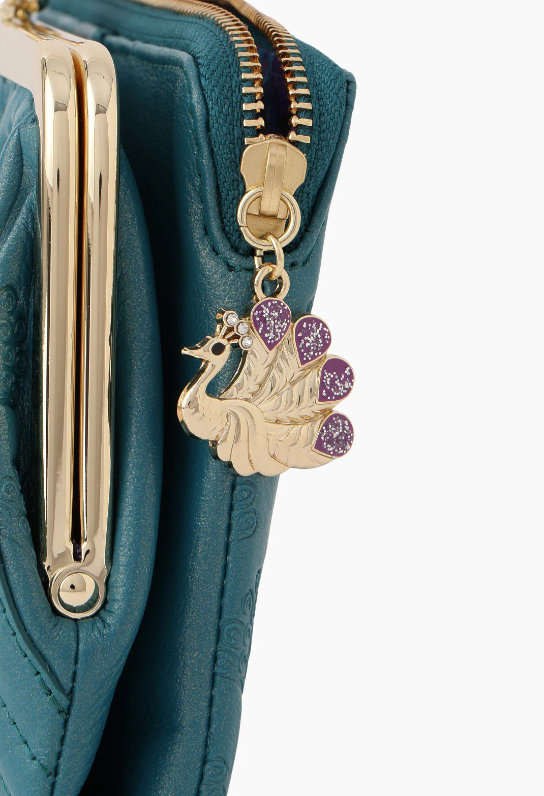 Anna Sui Peacock Embossed Wallet - Turquoise