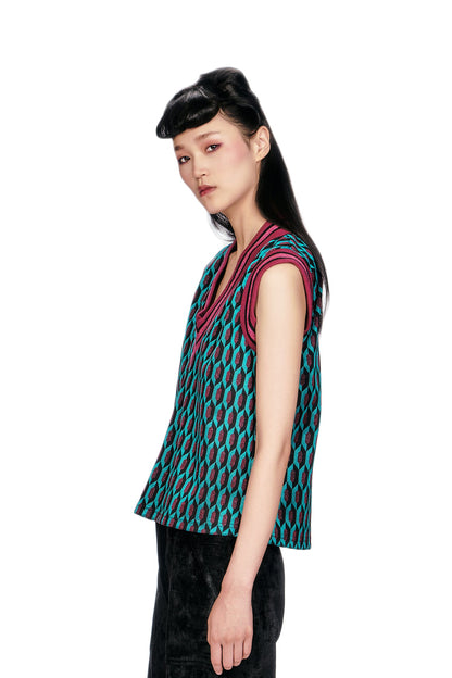 Anna Sui Glitter Geo Jacquard Pullover Vest