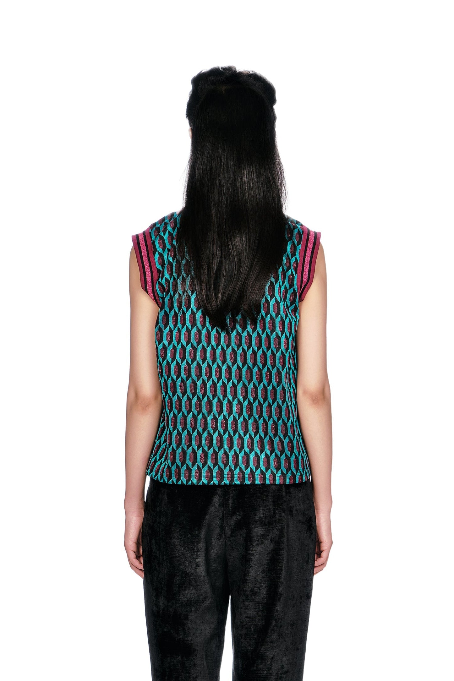 Anna Sui Glitter Geo Jacquard Pullover Vest
