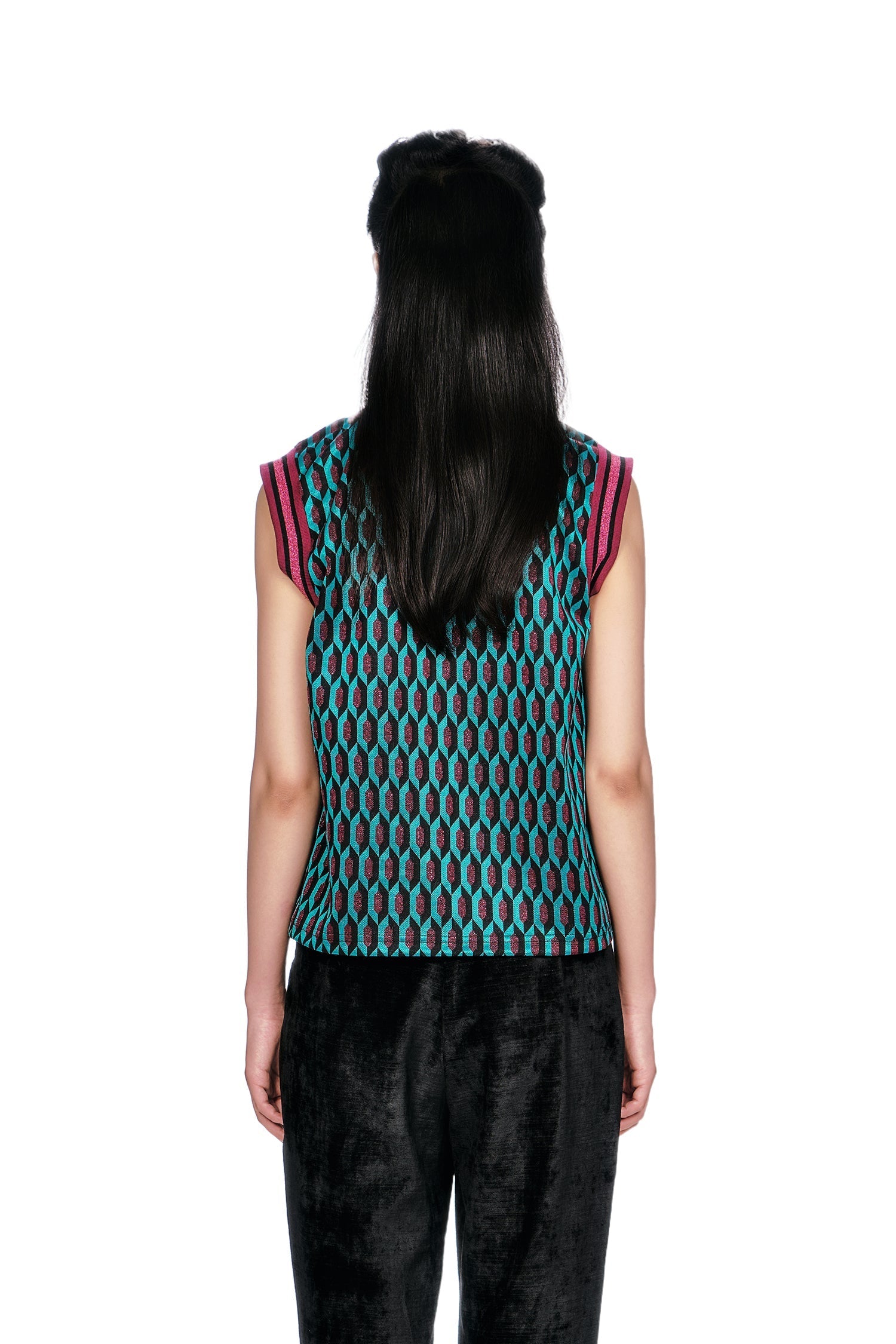 Anna Sui Glitter Geo Jacquard Pullover Vest