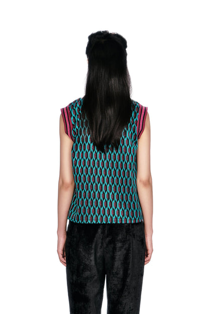 Anna Sui Glitter Geo Jacquard Pullover Vest