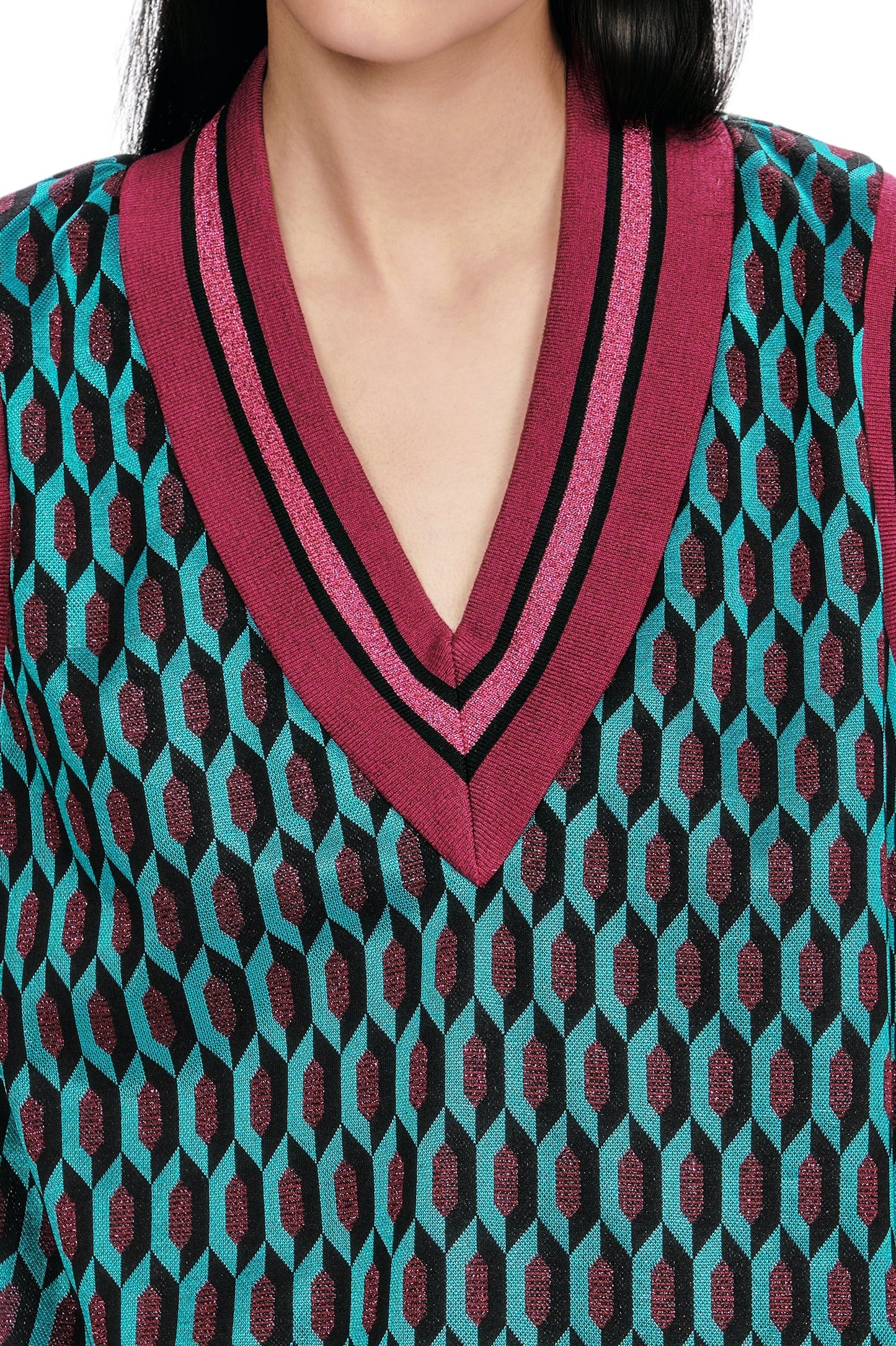 Anna Sui Glitter Geo Jacquard Pullover Vest