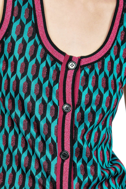 Anna Sui Glitter Geo Jacquard Long Vest