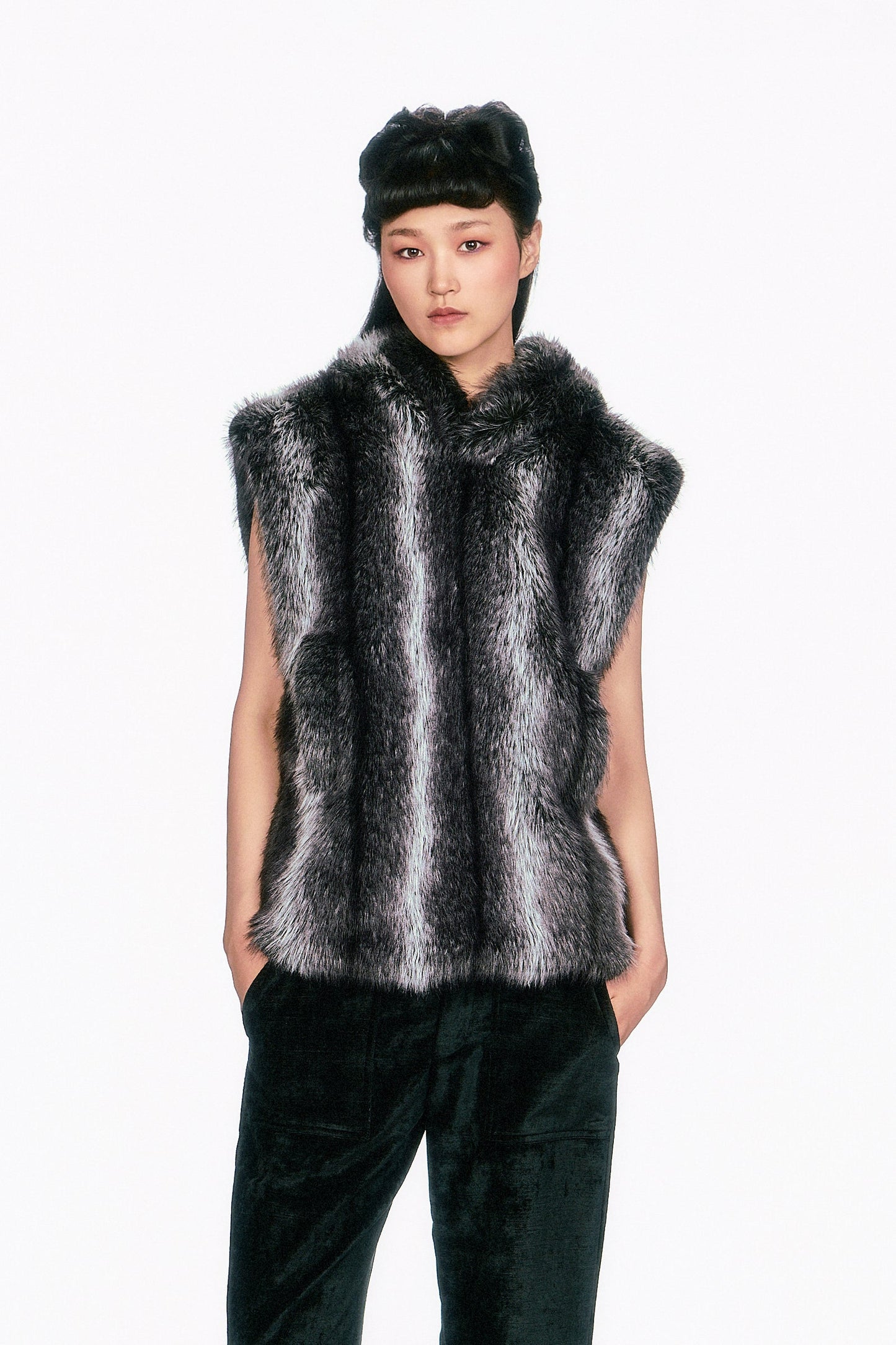 Anna Sui Faux Silver Fox Hoodie
